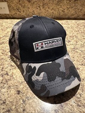 EUC Harveys Black & Gray Camo Trucker Hat OSFA Homes For Our Troops